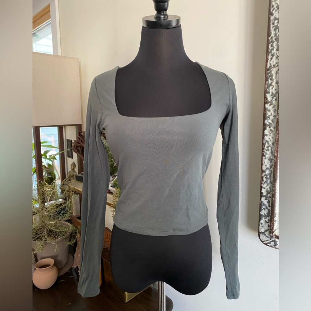 LAST DAY ON POSH 8/15/26 Green Long Sleeve Square Neck Addison Top